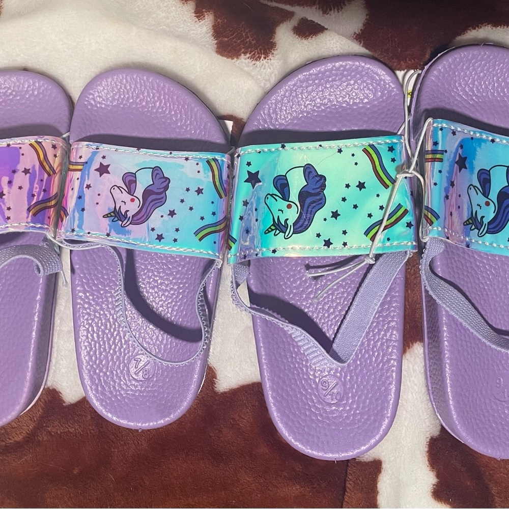 Kids Purple Unicorn Sandals